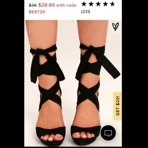 Black Suede lace-up platform heels